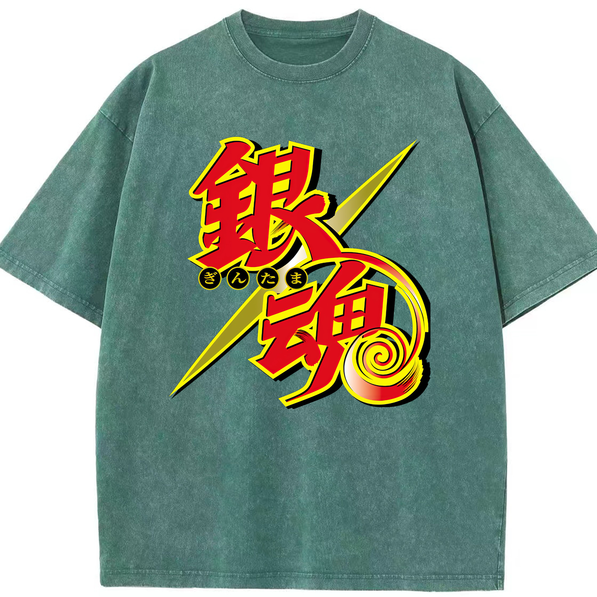 （画像用） ぎんたま 坂田銀時（さかたぎんとき） 神楽 志村新八（しむら しんぱち） GINTAMA Sakata Gintoki Kagura Shimura Shinpachi 綿100% ヴィンテージ風 半袖Tシャツ（フロントプリント）